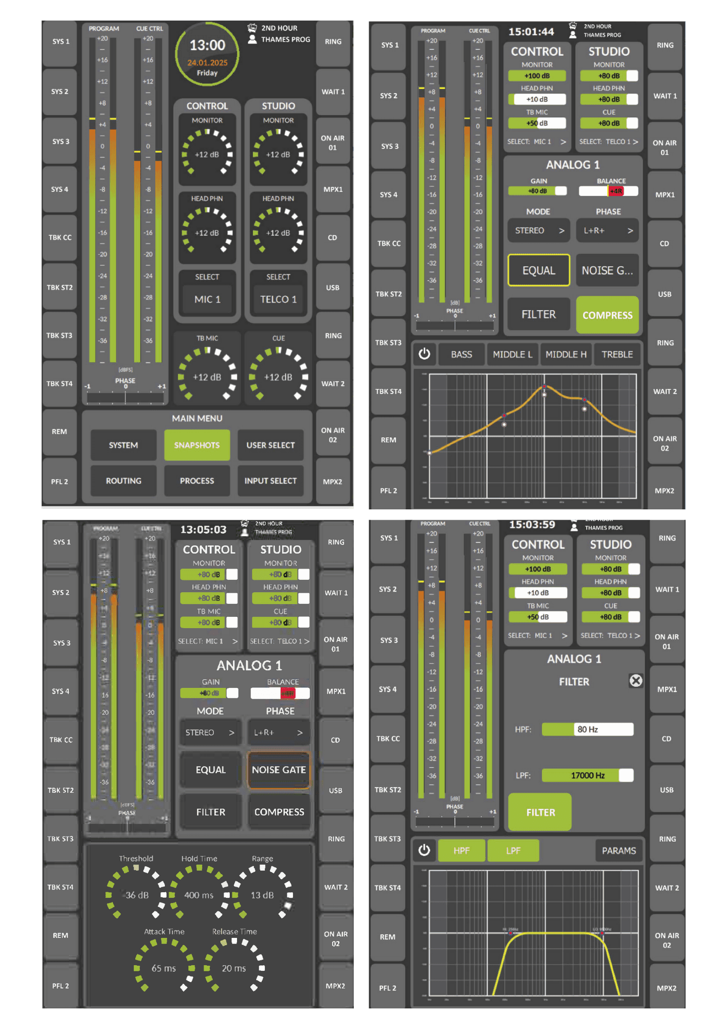 FORUM IP PLUS configuration screens