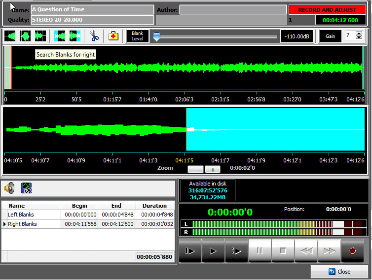 AudioPLUS - Ajuste y fragmentación de audio